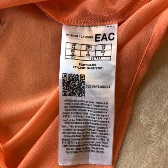 Marciano Sitting Pretty Solid Sheer Chiffon Blouse in Peach Pink - Extra Small - Picture 7 of 7
